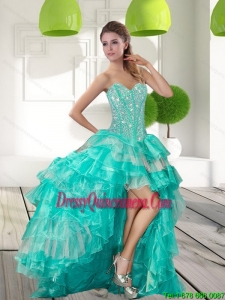 Fashionable Beading and Ruffled Layers High Low Dama Dresses Gowns for 2015