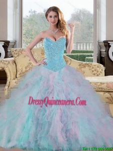 2015 Exquisite Sweetheart Multi Color Exclusive Quinceanera Dresses with Beading and Ruffles