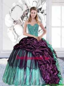 2015 Perfect Sweetheart Sweet 15 Dresses with Pick Ups and Ruffles