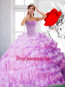 Artistic Strapless Appliques and Ruffles 2015 Quinceanera Dress in Lilac
