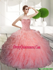 Decent Ball Gown Beading and Ruffles Quinceanera Dresses for 2015