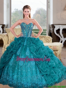 Popular 2015 Sweetheart Quinceanera Dresses with Beading and Pick Ups
