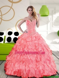 Remarkable Sweetheart 2015 Quinceanera Dress with Beading and Ruffles