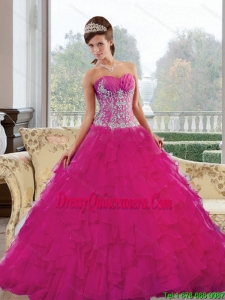2015 Luxurious Sweetheart Quinceanera Gown with Appliques and Ruffles