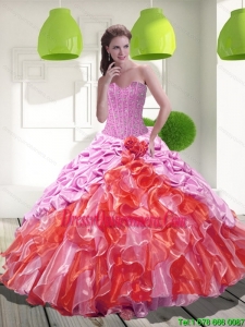 2015 Pretty Pick Ups and Ruffles Quinceanera Dresses in Multi Color