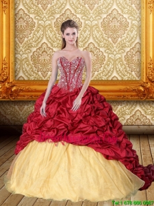 Pretty Beading and Pick Ups Sweetheart Quinceanera Gown for 2015