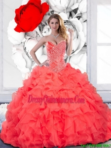 Pretty Beading and Ruffles Sweetheart Quinceanera Dress for 2015