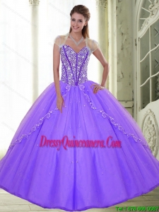 Pretty Sweetheart 2015 Lilac Quinceanera Dresses with Beading