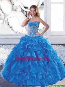 Sophisticated Sweetheart Teal Quinceanera Dresses with Appliques and Ruffles