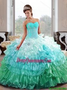 The Super Hot Sweetheart 2015 Quinceanera Gown with Appliques and Ruffled Layers