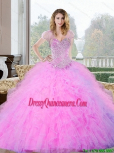 2015 New Style Beading and Ruffles Sweetheart Quinceanera Gown