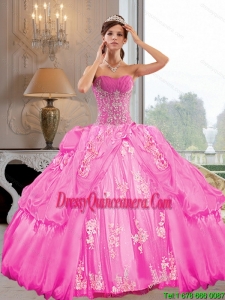 2015 New Style Strapless Ball Gown Quinceanera Dresses with Appliques