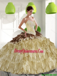 2015 New Style Sweetheart Quinceanera Dresses with Beading and Ruffles
