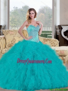 New Style 2015 Ball Gown Quinceanera Dress with Beading and Ruffles