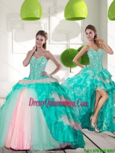 New Style Beading and Ruffled Layers Quinceanera Gowns in Multi Color for 2015