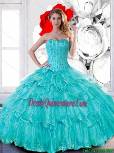 New Style Sweetheart 2015 Quinceanera Dresses with Beading and Ruffled Layers