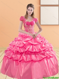 New Style Sweetheart 2015 Quinceanera Gown with Appliques and Pick Ups