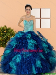 New Style Sweetheart Beading and Ruffles Quinceanera Dresses in Multi Color