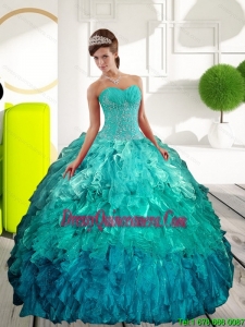 New Style Sweetheart Multi Color Quinceanera Dresses with Appliques and Ruffles