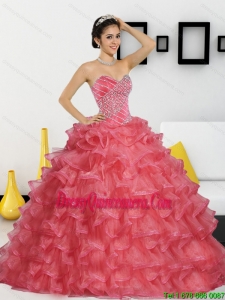 2015 Vintage Sweetheart Quinceanera Dresses with Appliques and Ruffled Layers
