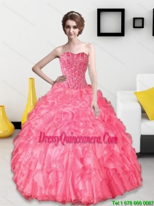 Vintage 2015 Beading and Ruffles Sweetheart Quinceanera Dresses