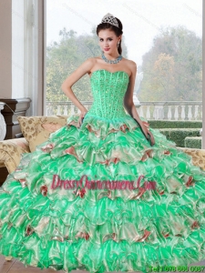 Vintage Beading and Ruffled Layers Quinceanera Dresses for 2015
