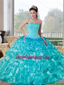 Vintage Beading and Ruffles Sweetheart Quinceanera Dresses for 2015