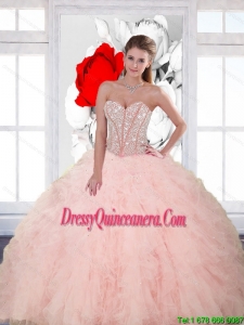 Vintage Beading and Ruffles Sweetheart Quinceanera Dresses for 2015 Spring