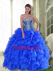 Vintage Strapless 2015 Quinceanera Dresses with Beading and Ruffles
