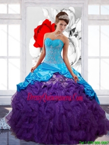 Vintage Sweetheart Ruffles Quinceanera Dresses with Appliques and Pick Ups