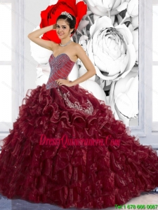 Vintage Sweetheart Ruffles and Appliques Quinceanera Dresses for 2015