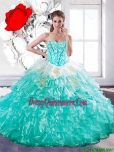 Perfect Sweetheart Ball Gown Sweet 15 Dresses with Beading and Ruffles
