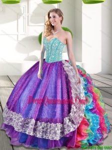 Elegant Sweetheart Multi Color Quinceanera Dresses with Beading and Ruffles