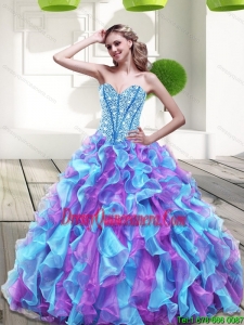 2015 Exclusive Sweetheart Multi Color Quinceanera Dresses with Beading and Ruffles
