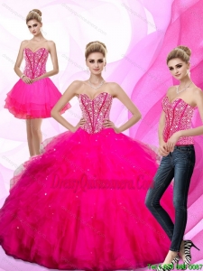 2015 Luxurious Beading and Ruffles Sweetheart Quinceanera Dresses