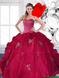 2015 New Style Sweetheart Beading and Ruffles Quinceanera Gown with Appliques