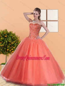2015 Perfect Ball Gown Sweet 15 Dresses with Beading