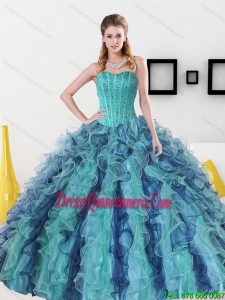Discount Beading and Ruffles Sweetheart Quinceanera Dresses for 2015