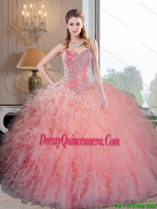 Exclusive Baby Pink Organza Quinceanera Dresses with Beading and Ruffles