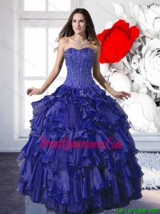 Exclusive Beading and Ruffles Ball Gown Quinceanera Dresses for 2015