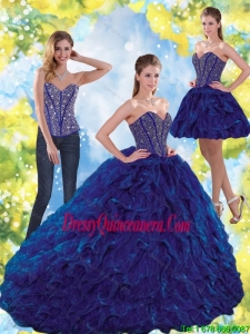 Perfect Beading and Ruffles Sweetheart Ball Gown Sweet 15 Dresses for 2015