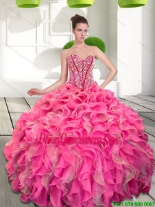 Pretty Beading and Ruffles Sweetheart Quinceanera Dresses for 2015