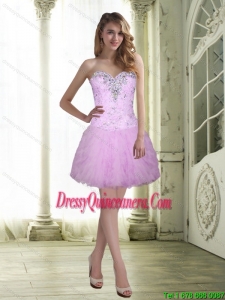 Beautiful Beading and Ruffles A Line Sweetheart Dama Dresses for 2015