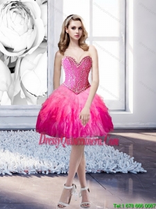 2015 Popular Sweetheart Beading and Ruffles Prom Dress in Multi Color