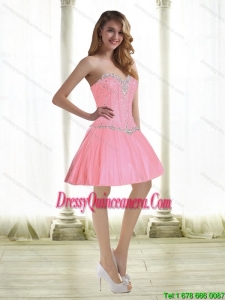 Popular Beading Dama Dresses in Baby Pink for 2015