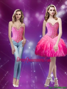 Popular Beading and Ruffles Sweetheart 2015 Dama Dresses in Multi Color