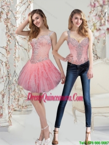Popular Watermelon Dama Dresses with Beading and Ruffles for 2015