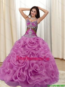 Elegant Appliques and Rolling Flowers Multi Color 2015 Quinceanera Dresses