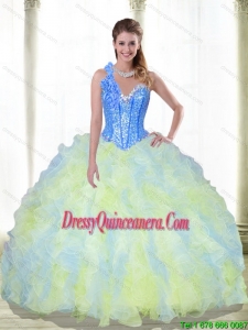 Luxurious Beading and Ruffles Sweetheart Multi Color Quinceanera Dresses for 2015