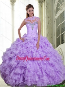 Romantic Beading and Ruffles Sweetheart Quinceanera Gown for 2015